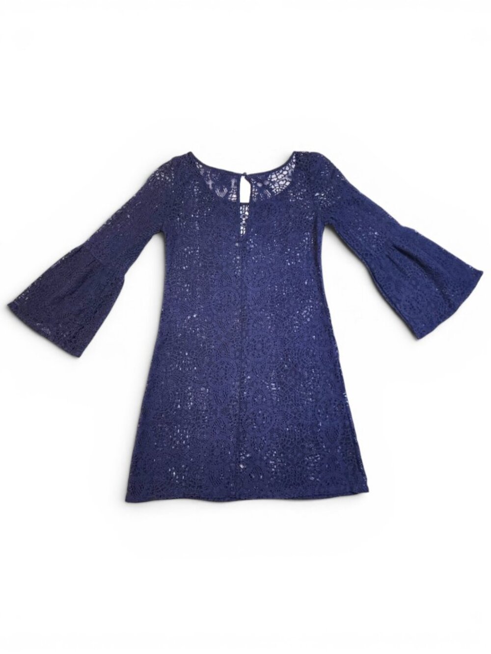 American Eagle Crochet Bell Sleeve Lace Cover Up Dress Navy Boho XS